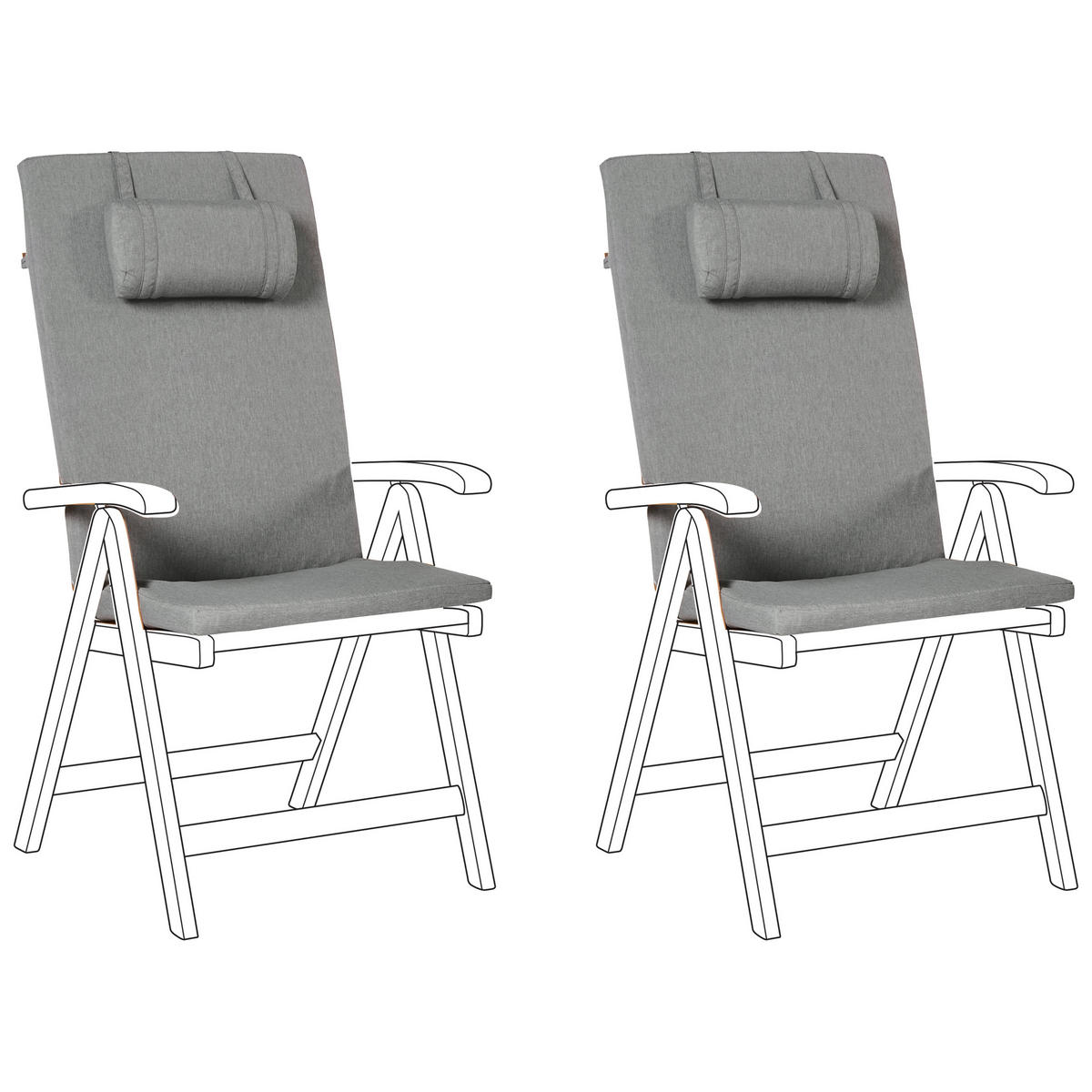 Sitzauflagen 2er-Set Grau meliert 50/45 cm Java/Amantea Premium - Grau, Textil (71/71/50cm) - Beliani