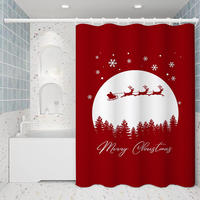 DUSCHVORHANG Weihnachten Rot Polyester wasserdicht Stoff langlebig mit Haken - Rot, Textil (180/180cm) - MCBOSON