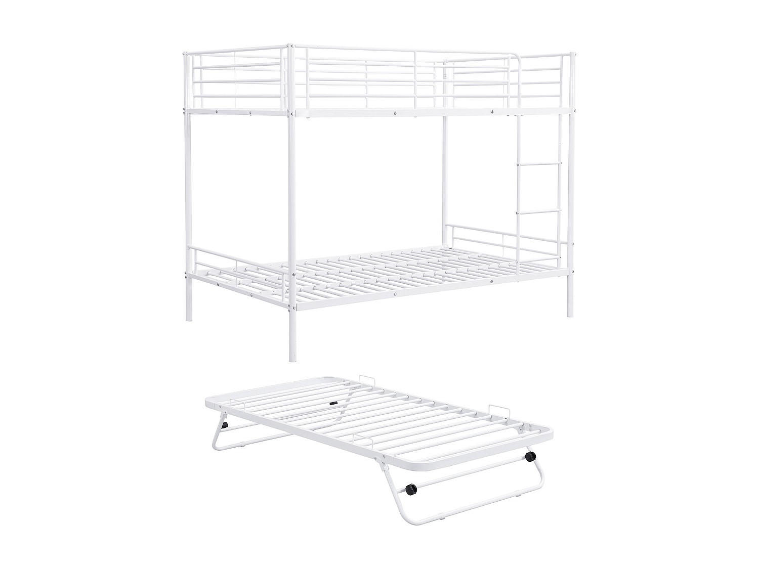 ETAGENBETT - 2 x 90 x 190 cm - Mit Ausziehbett - Weiß - DUOTIS - Weiß, Metall (96/197.5cm) - Vente-Unique