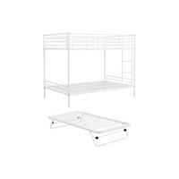 ETAGENBETT - 2 x 90 x 190 cm - Mit Ausziehbett - Weiß - DUOTIS - Weiß, Metall (96/197.5cm) - Vente-Unique