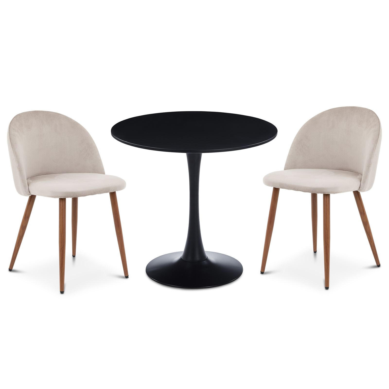 ESSGRUPPE LOIRE/NAVIA 3er Set schwarz - Schwarz, Holzwerkstoff/Metall - IDIMEX