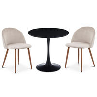 ESSGRUPPE LOIRE/NAVIA 3er Set schwarz - Schwarz, Holzwerkstoff/Metall - IDIMEX