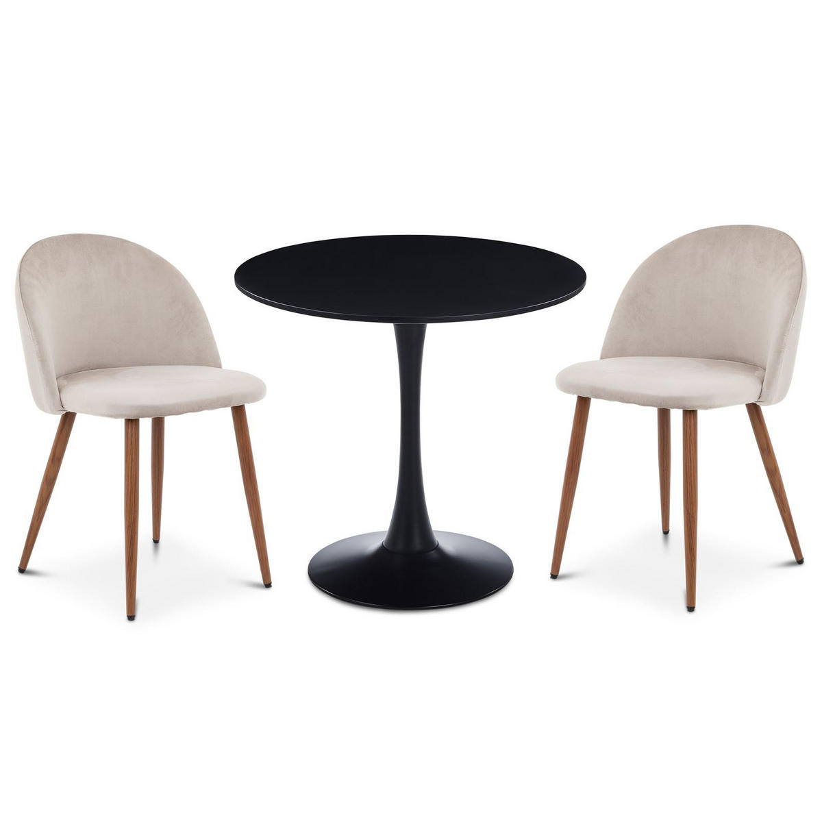 ESSGRUPPE LOIRE/NAVIA 3er Set schwarz - Schwarz, Holzwerkstoff/Metall - IDIMEX