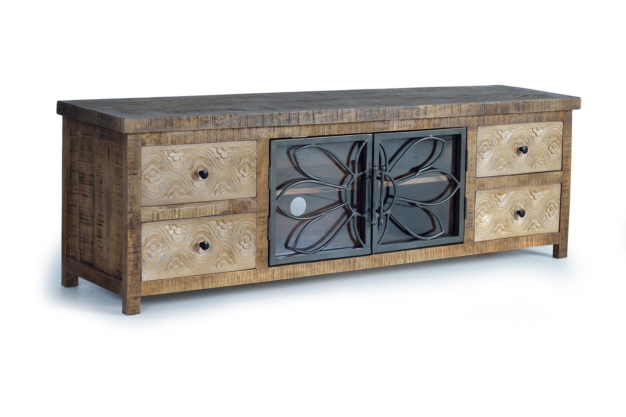TV-SCHRANK aus Mangoholz und gealtertem braunem Metall - Braun, Holz (170/55/40cm) - Giner y Colomer