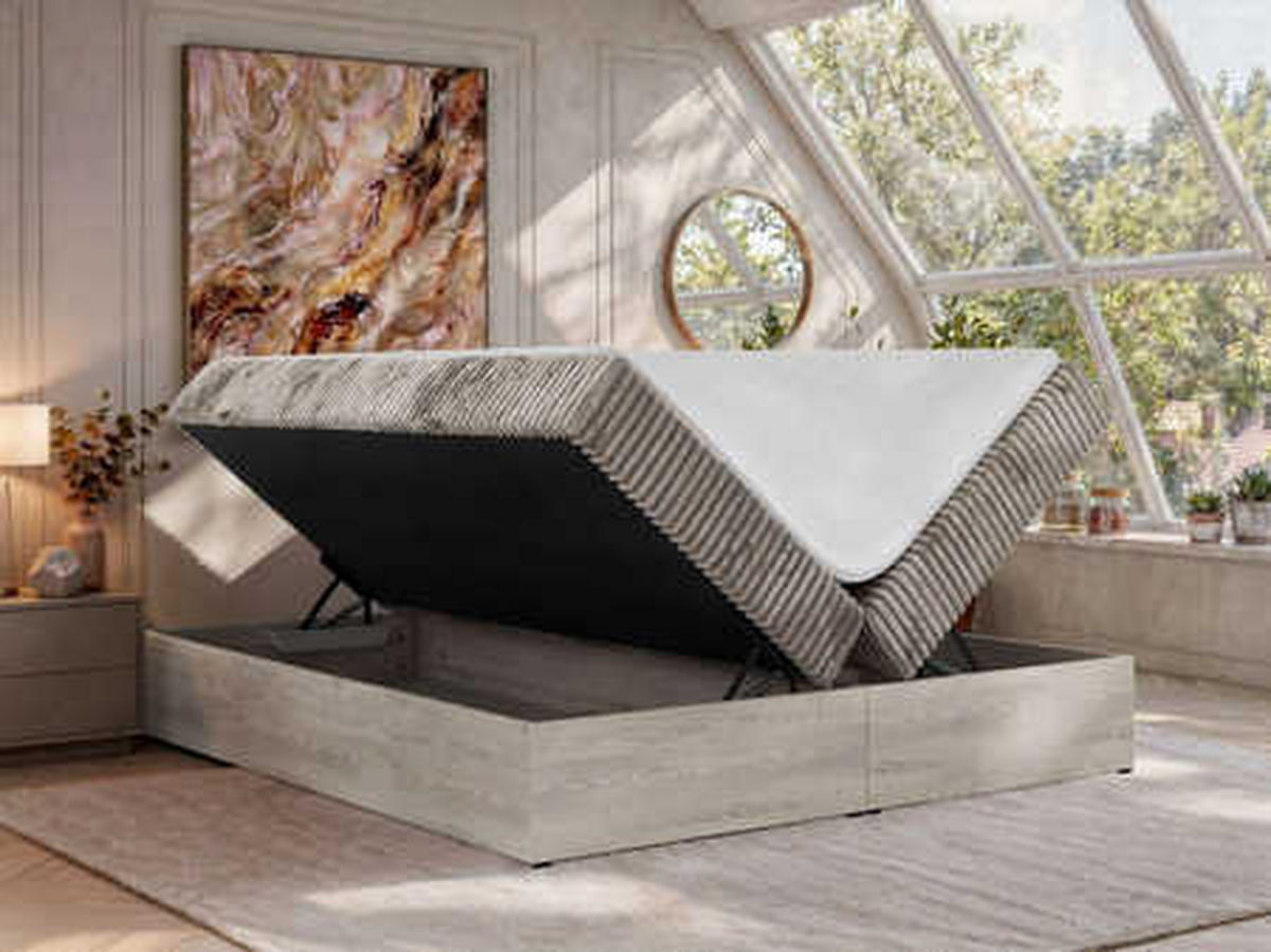 POSTEL BOXSPRING NORDIC ZERO 180/200 - Světle hnědá Manšestr - Topper Visco - H3 - černá/světle hnědá, textil/plast (180/200cm) - MKS