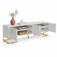 TV-LOWBOARD aus Spanplatte 170x40x45,5 cm Weiß mit 4 Türen und verstellbaren Füßen - Weiß, Holzwerkstoff (200/60/35cm) - IVMEU