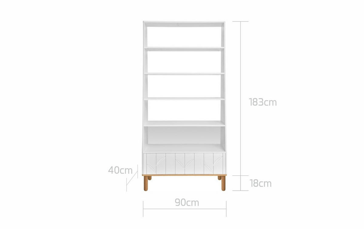 KINDERREGAL Toteme Weiß - Weiß, Holzwerkstoff (90/183/40cm) - RAUMHIRSCH FURNITURE