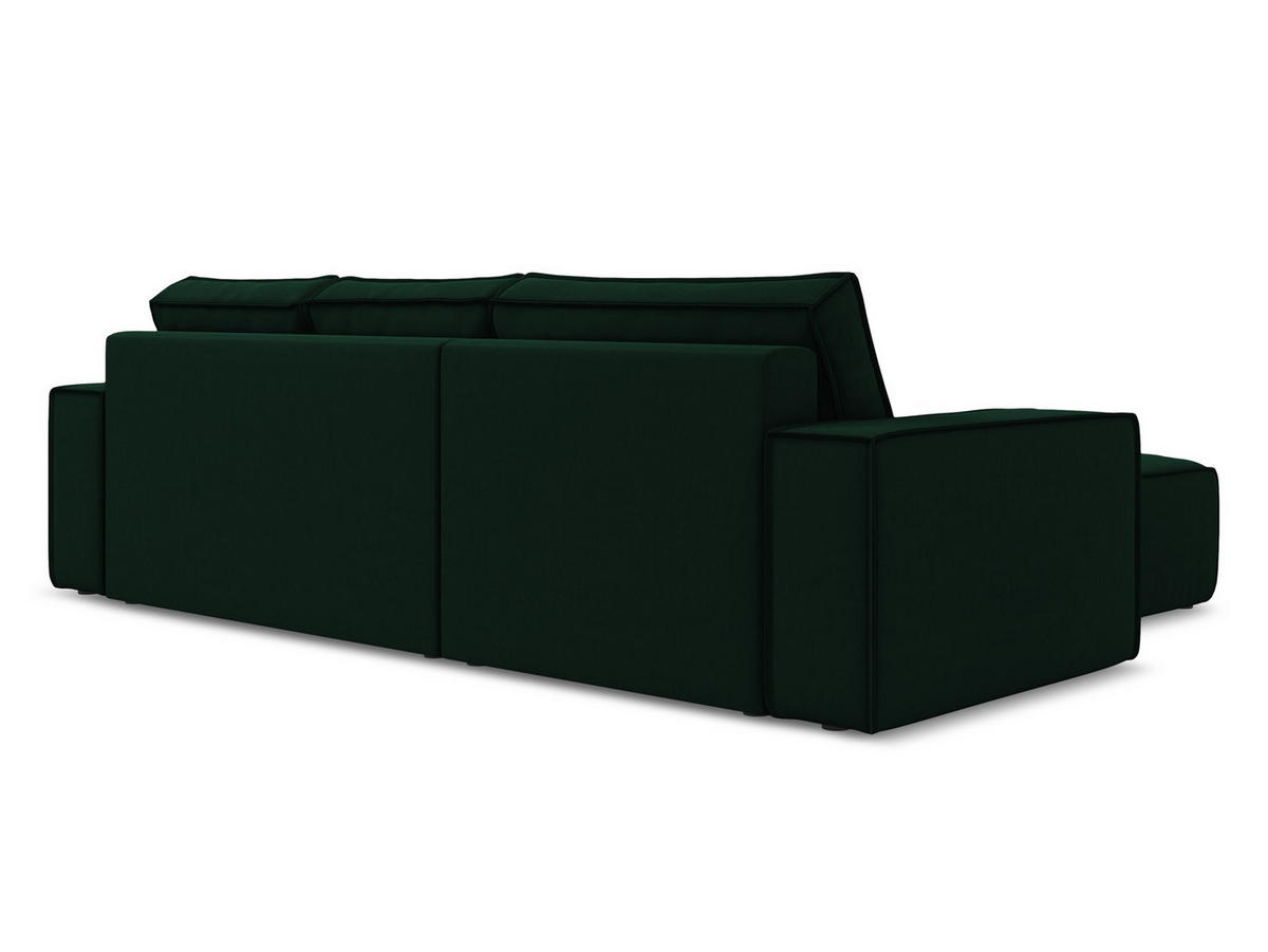 ECKSOFA mit Schlaffunktion Samt Stoff Grün - Dunkelgrün/Schwarz, Kunststoff/Textil (185/290cm) - Makamii