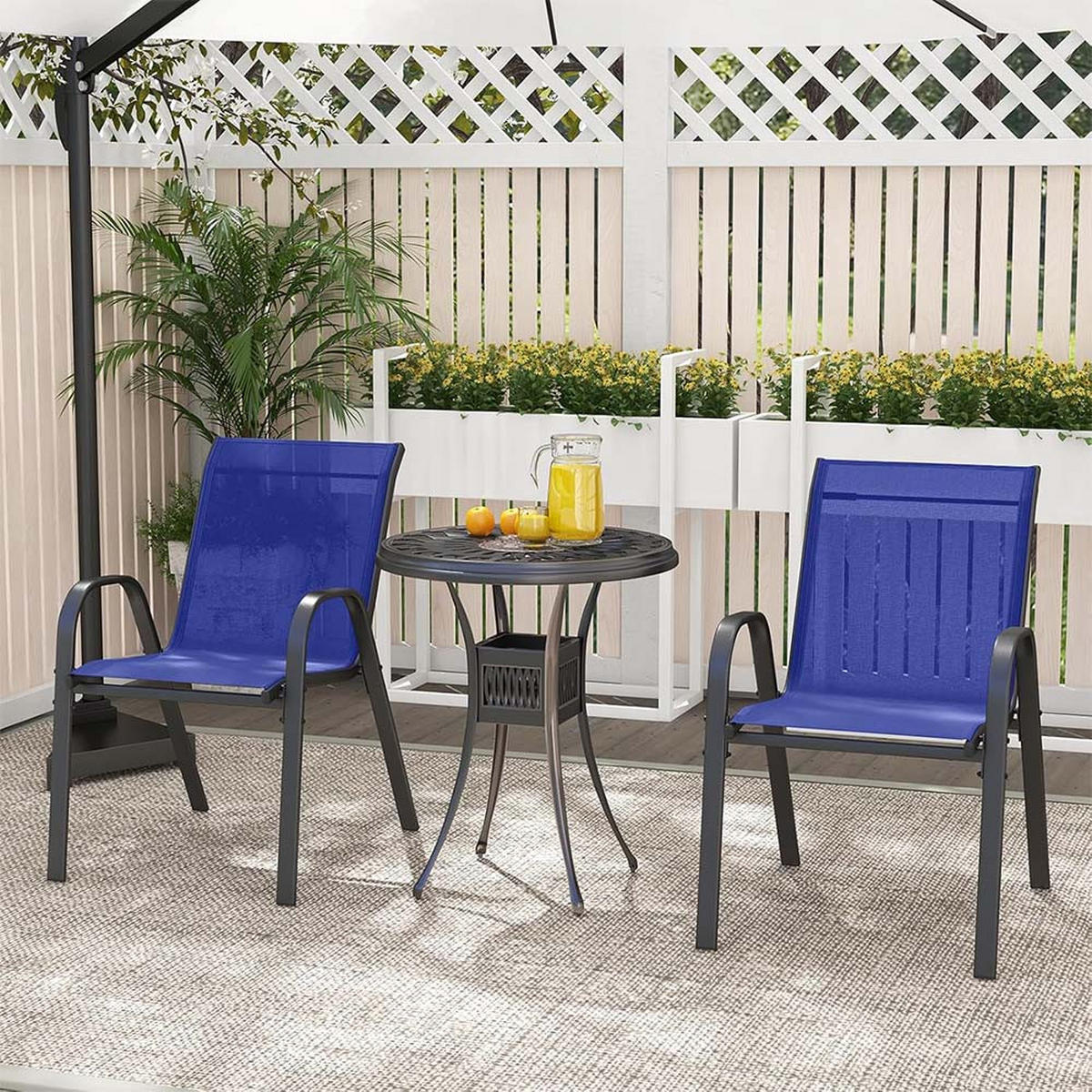 GARTENSTÜHLE Blau(4-teilig) - Blau, Metall (70/84/56cm) - COSTWAY
