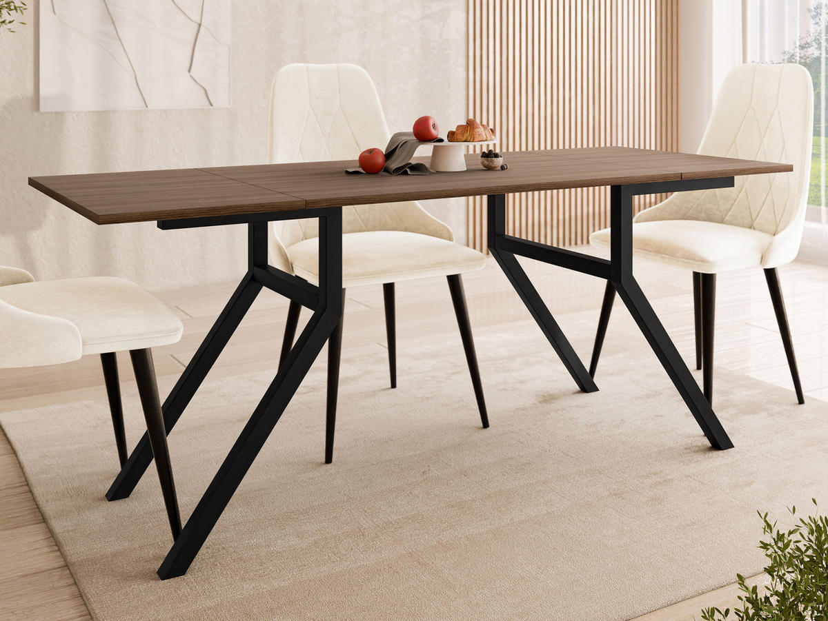 2-IN-1 COUCHTISCH UND ESSTISCH Xena Bis - Nussbaumfarben/Schwarz, Holzwerkstoff/Metall (70/100/45cm) - MIRJAN24