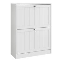 SCHUHSCHRANK 60 cm mit 2 Klappschubladen und verstellbaren Fächern, Weiß - Weiß, Holzwerkstoff (60/80/24cm) - Redom