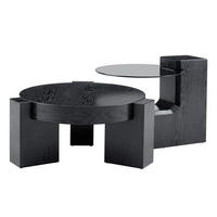 COUCHTISCH-SET 61/61/30 cm Schwarz aus Holzwerkstoff und Glas mit teilbarem 2-in-1 Design - Schwarz, Holzwerkstoff (61/61/30cm) - OKWISH