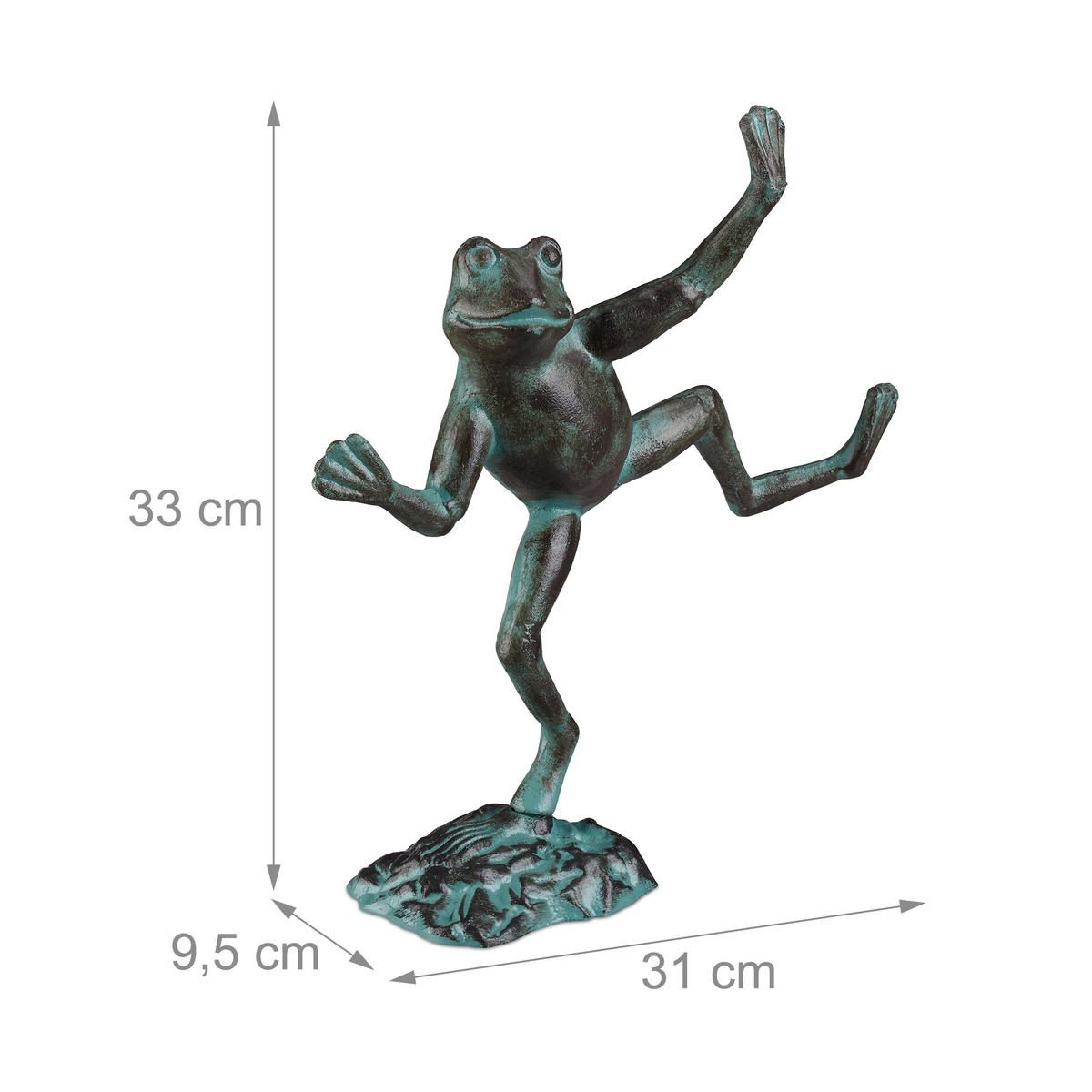 GARTENFIGUR Frosch - Dunkelgrün, Metall (31/33/9.5cm) - Relaxdays