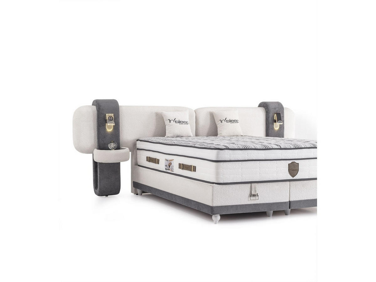 POLSTERBETT Mona 180x200 Creme - Creme, Textil/Metall (180/200cm) - Villa Möbel