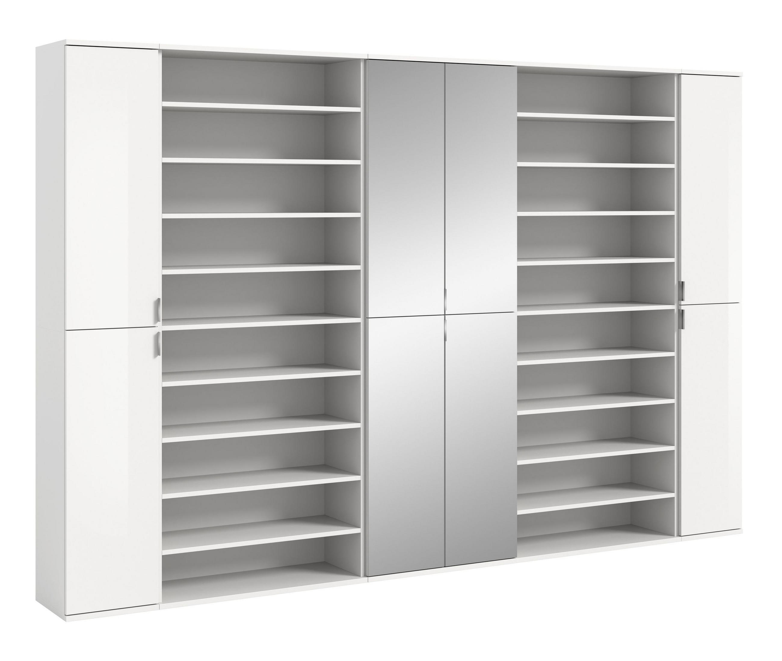 GARDEROBENKOMBINATION 5tlg. Projekt X Garderobe in weiß Nb. und weiß hochglanz B/H/T: 281x193x34 cm - Weiß, Holzwerkstoff (262/191/37cm)