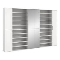 GARDEROBENKOMBINATION 5tlg. Projekt X Garderobe in weiß Nb. und weiß hochglanz B/H/T: 281x193x34 cm - Weiß, Holzwerkstoff (262/191/37cm)