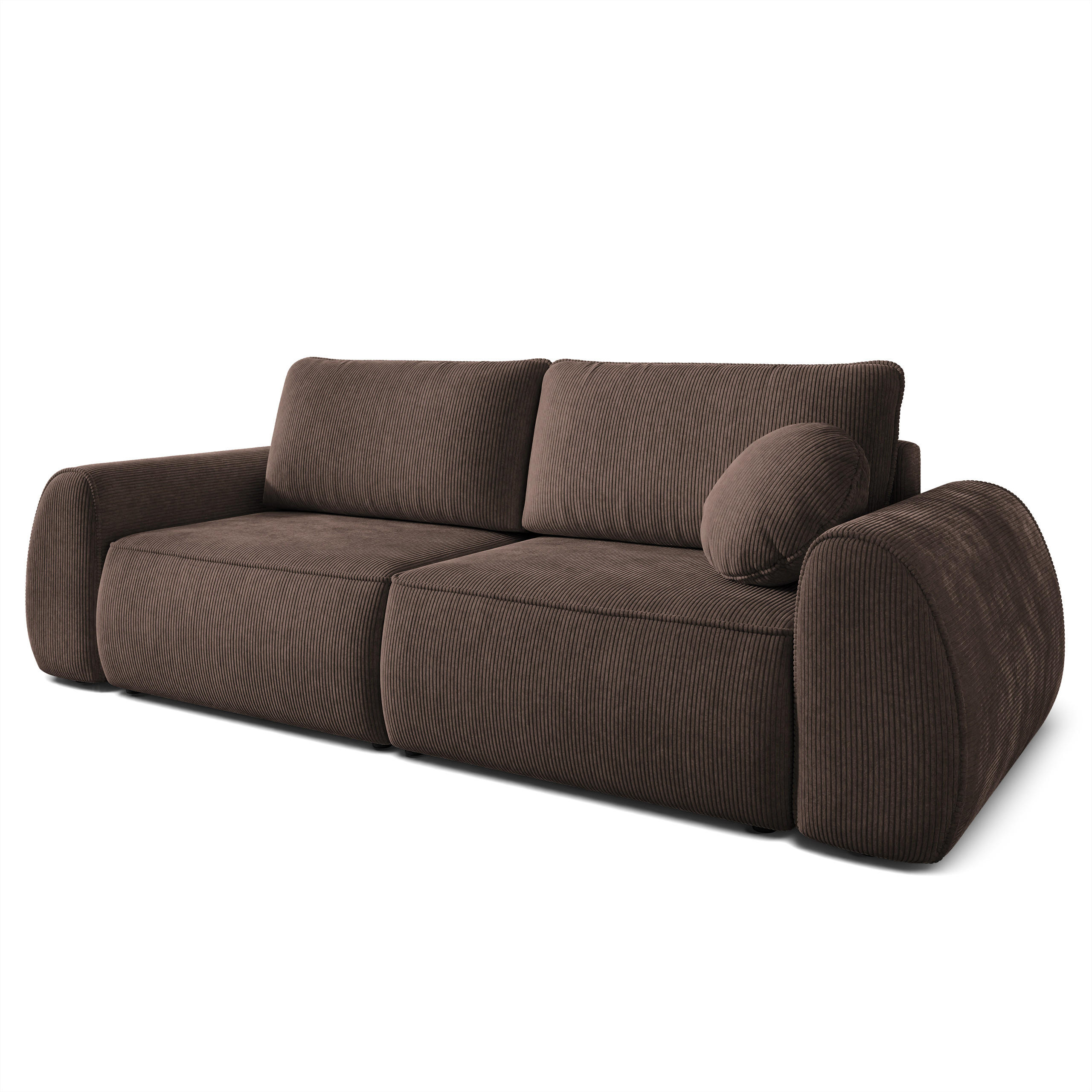 BETTSOFA ZEFEO Braun Kordstoff mit Schlaffunktion - Braun, Textil (264/96/106cm) - MASSENO