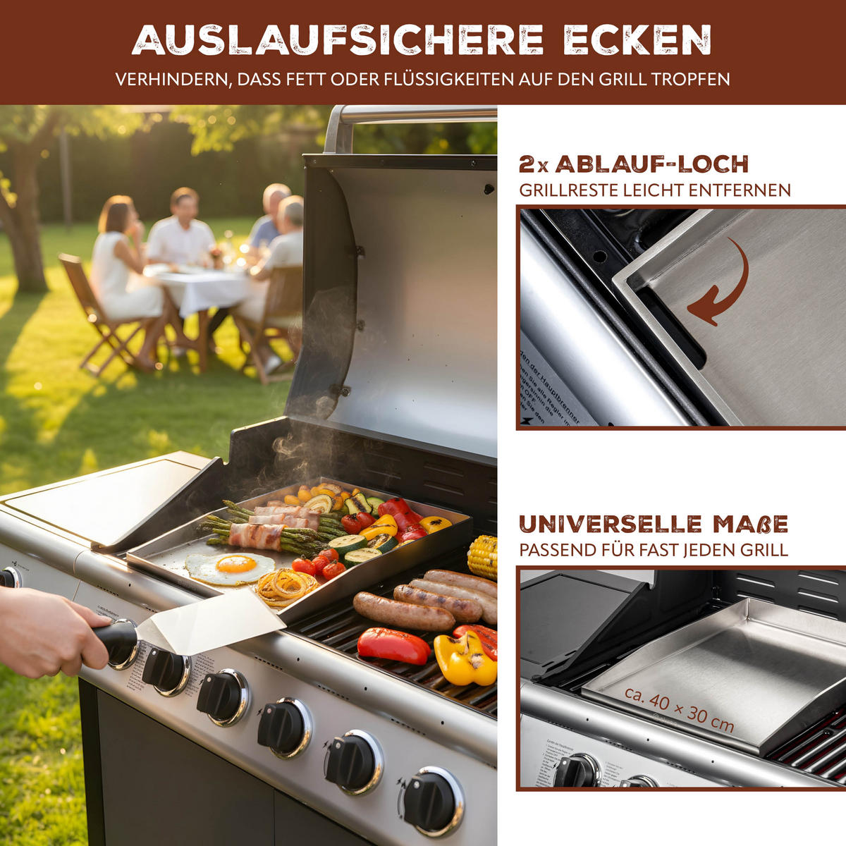 PLANCHA-SET aus Edelstahl - Edelstahlfarben, Metall (30/4/40cm) - eluno