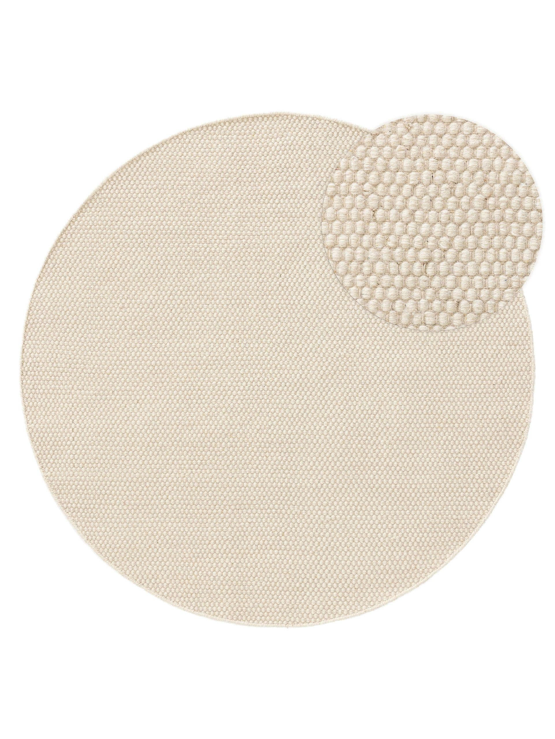 WOLLTEPPICH Rocco Weiß ø 150 cm rund - Weiß, Textil (150/150cm) - benuta Pure