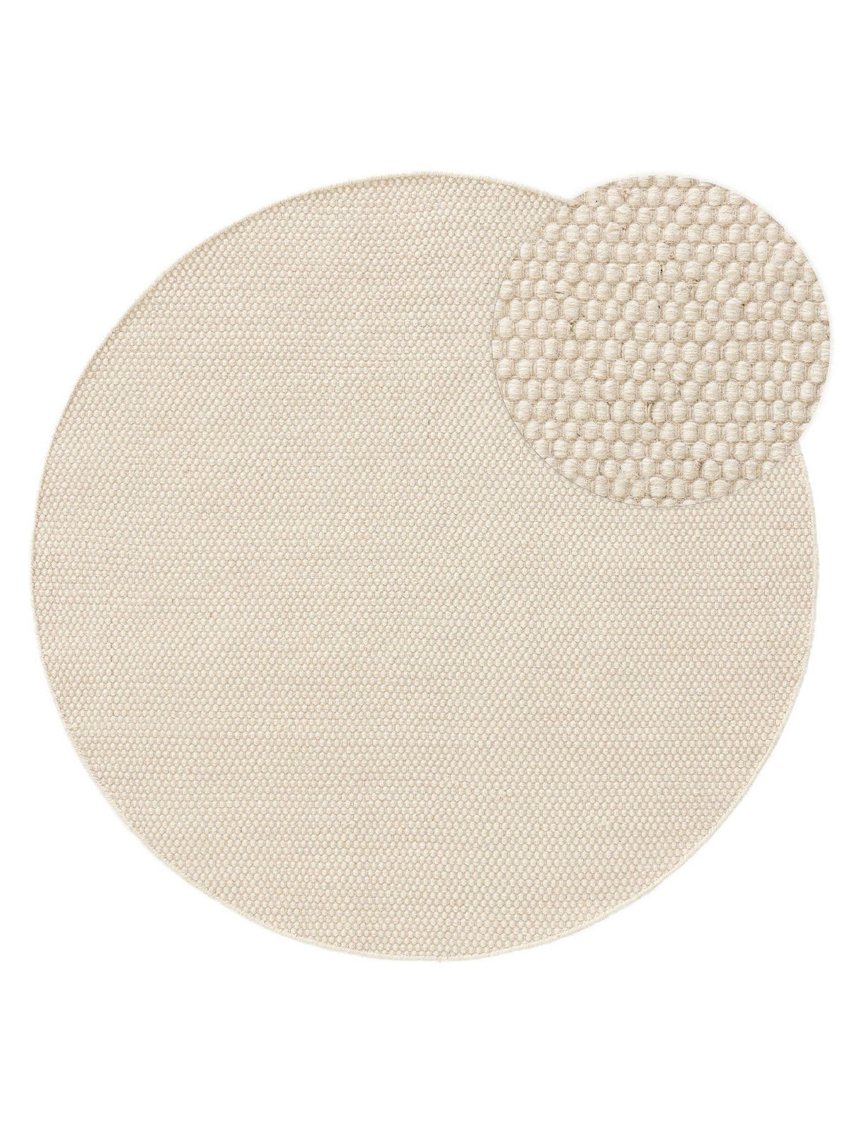 WOLLTEPPICH Rocco Weiß ø 150 cm rund - Weiß, Textil (150/150cm) - benuta Pure