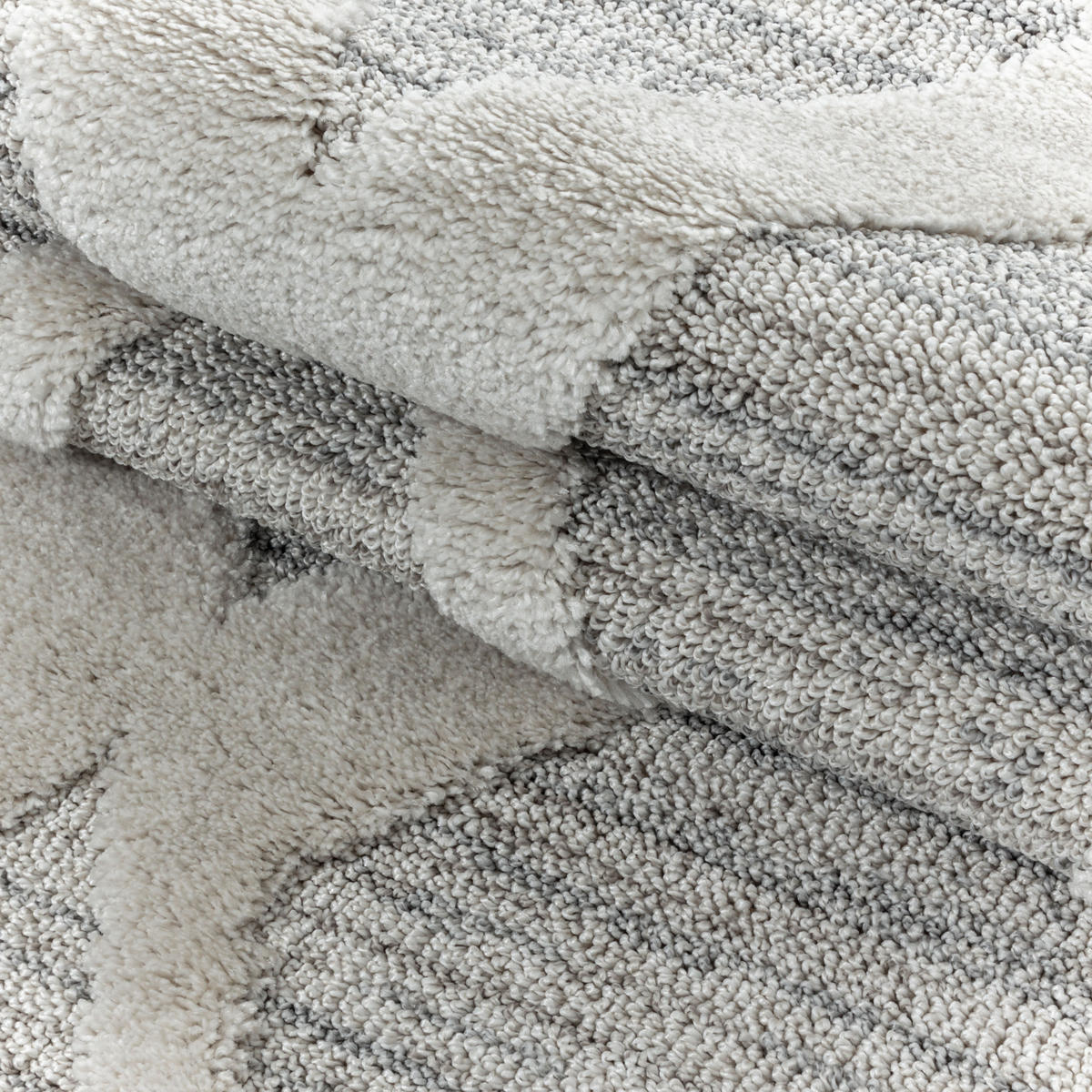 TEPPICH Hochflor Hoch-Tief Boho-Muster Polypropylen Wohnzimmer Grau Rund 120x120 - Grau, Textil (120/120cm) - KADIMA DESIGN