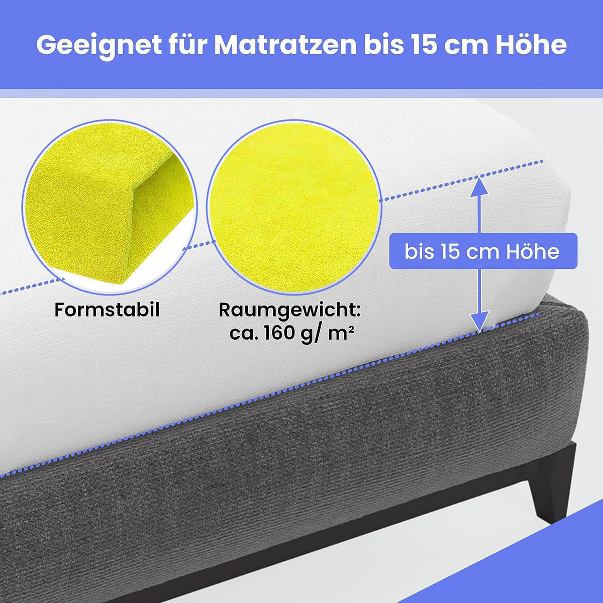 SPANNBETTLAKEN 140/200 cm, Frottee Elastisch 100 % Baumwolle Zitronengelb - Hellgelb, Textil (140/200cm) - Best For Home