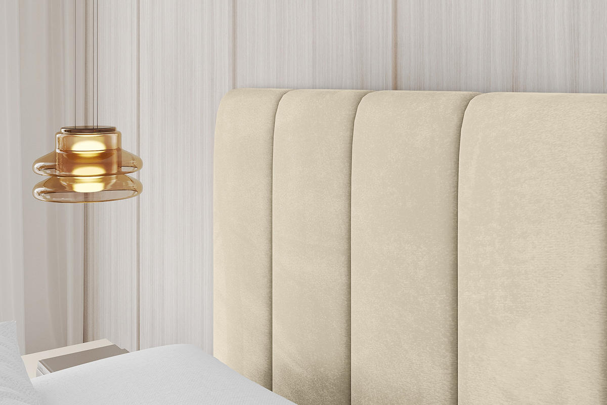 POLSTERBETT mit Bettkasten, Fußteil und Lattenrost, Boxbett mit Matratze H3/H4 - FINO-Z 180x200 Beige - Ecru, Holzwerkstoff/Textil (180/200cm) - ALTDECOR