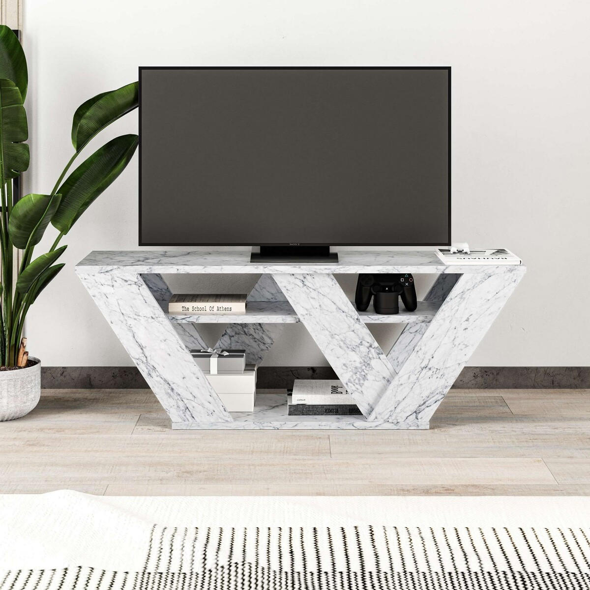TV-MÖBEL 3 Regale L110 cm - Pipralla - Weiß, Holzwerkstoff (30/40/110cm) - Calicosy