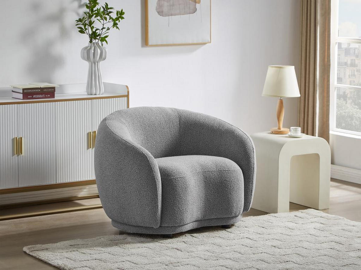 SESSEL - Bouclé-Stoff - Grau - BOVANA - Grau, Textil (90/70/110cm) - Pascal Morabito
