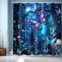 DUSCHVORHANG Motiv Schmetterling 180 x 200 cm - Multicolor, Textil (180/200cm)