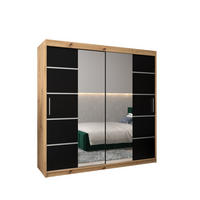 SCHWEBETÜRENSCHRANK 200/200/62 2-türig - Silberfarben/Schwarz, Holz/Kunststoff (200/200/62cm) - MÖBEL KRYSPOL