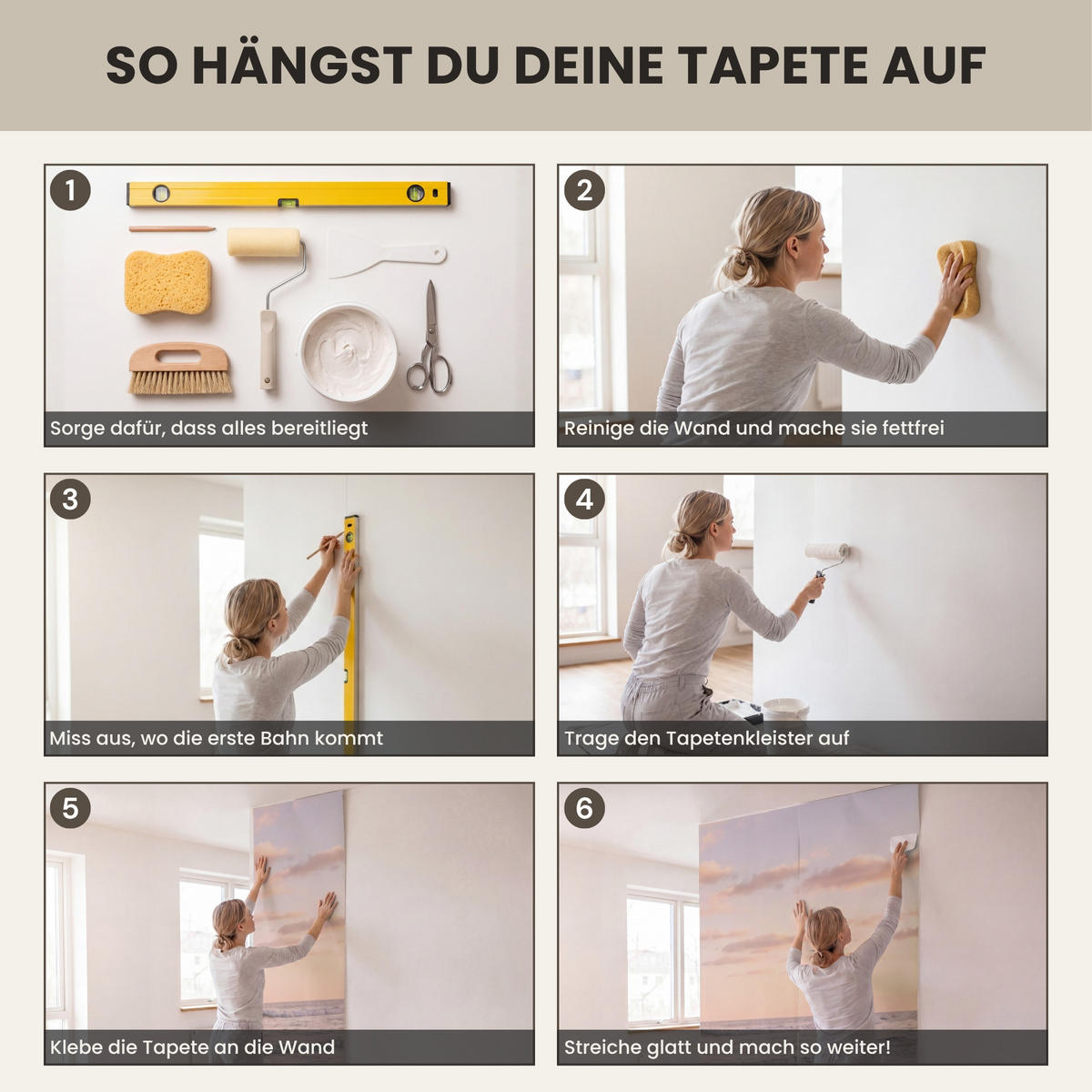 TAPETE - Strand - Brandung - Wolken - 200x280 cm - Hellrosa, Papier (200/280cm) - OnlyWow