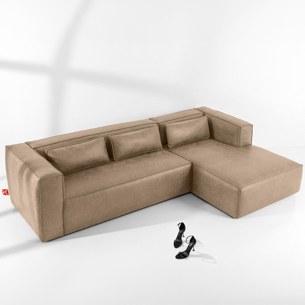 ECKSOFA RECHTS FEROX, Beige - Beige, Holz/Holzwerkstoff (300/175cm) - KONSIMO®