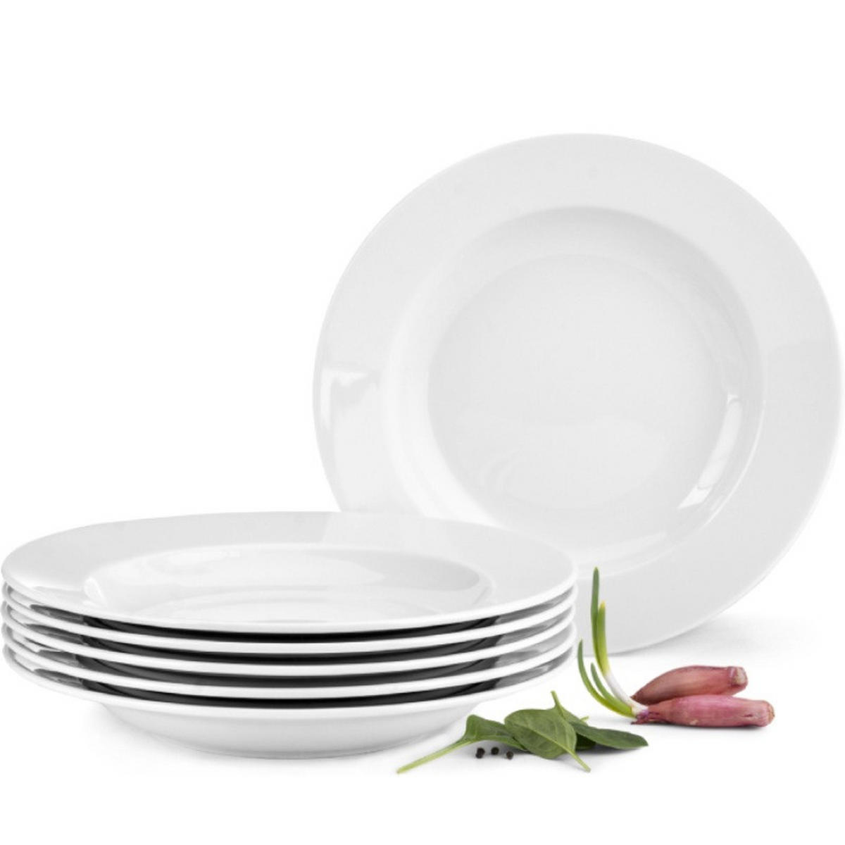 SUPPENTELLER MUSCARI (6er-Set) - Weiß, Keramik (23cm) - KONSIMO®