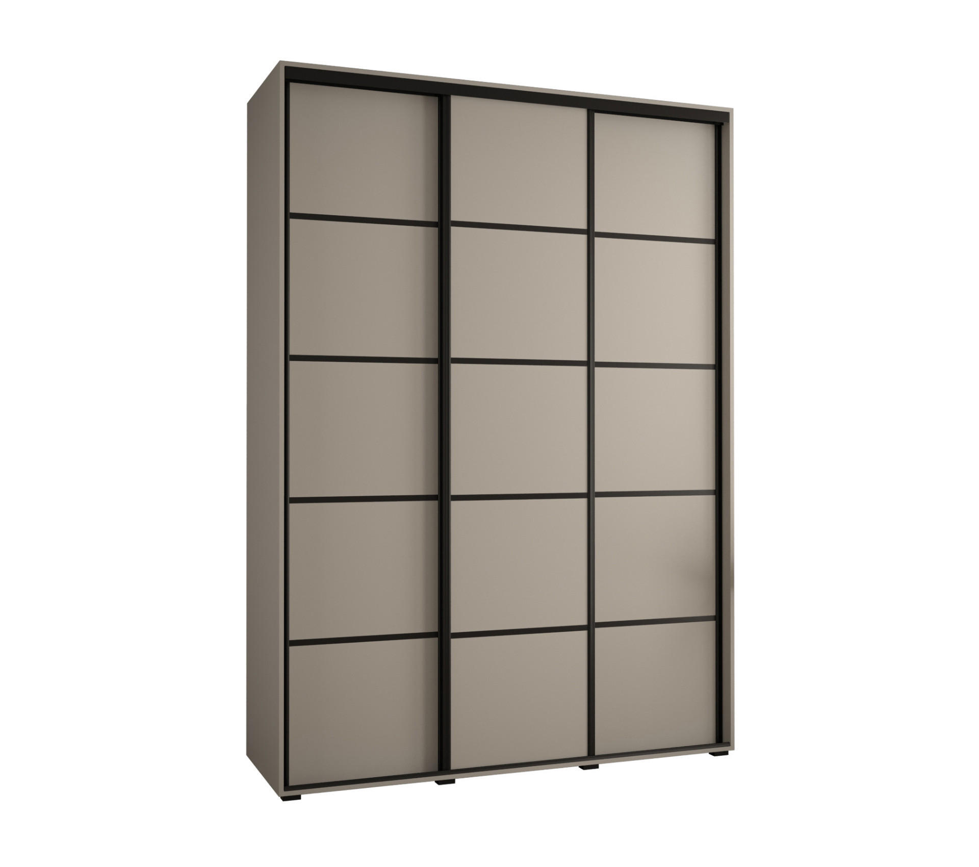 SCHWEBETÜRENSCHRANK 235,2/180/60 3-türig - Kaschmir/Schwarz, Holz/Metall (180/235.2/60cm) - MÖBEL KRYSPOL