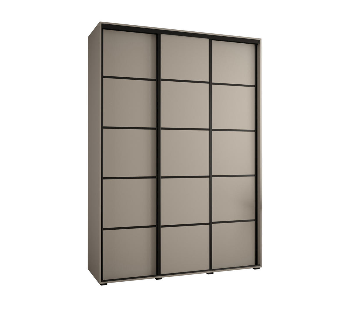 SCHWEBETÜRENSCHRANK 235,2/180/60 3-türig - Kaschmir/Schwarz, Holz/Metall (180/235.2/60cm) - MÖBEL KRYSPOL