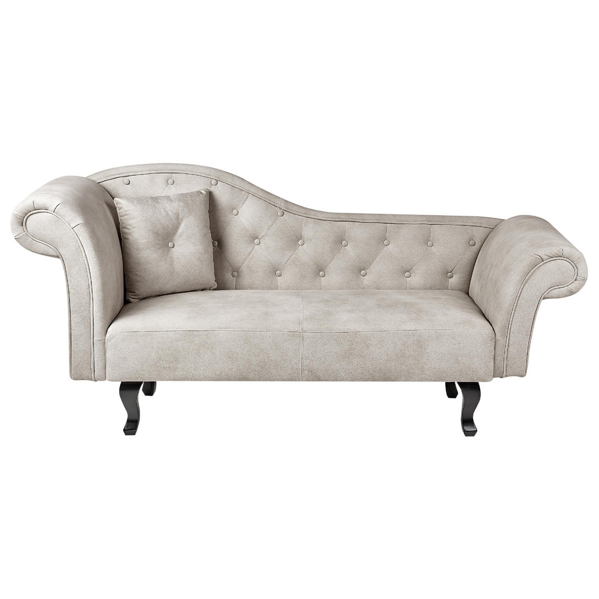 CHAISCHAISELONGUE Samtstoff taupe links Lattes - Beige/Dunkelbraun, Textil (192/81/59cm) - Beliani