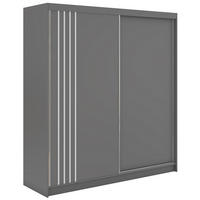 SCHWEBETÜRENSCHRANK mit Lamellen und Schubladen NAURU - 200 - Grau und Weiß - Alufarben/Weiß, Holzwerkstoff/Metall (200/216/61cm) - MKS