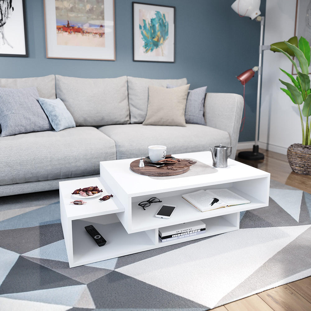 COUCHTISCH Bari Weiß 105 x 60 cm - Weiß, Holzwerkstoff (60/105/32cm) - Vicco