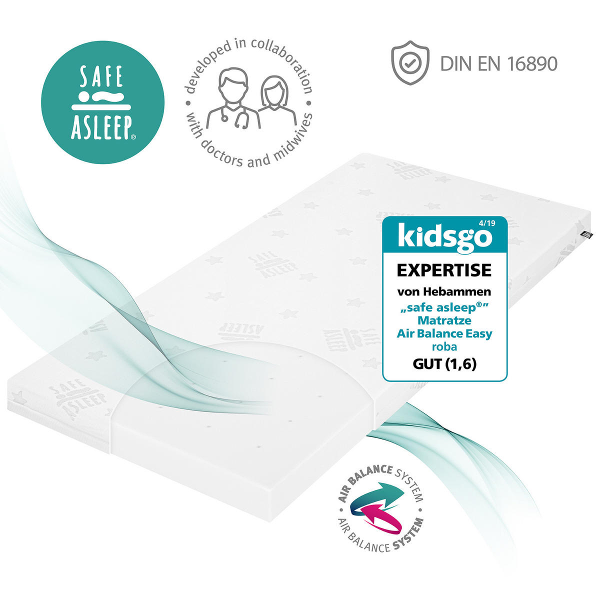 KINDERBETTMATRATZE Comfort Air Roll 90 x 200 cm - Weiß, Textil (200/90cm) - Roba