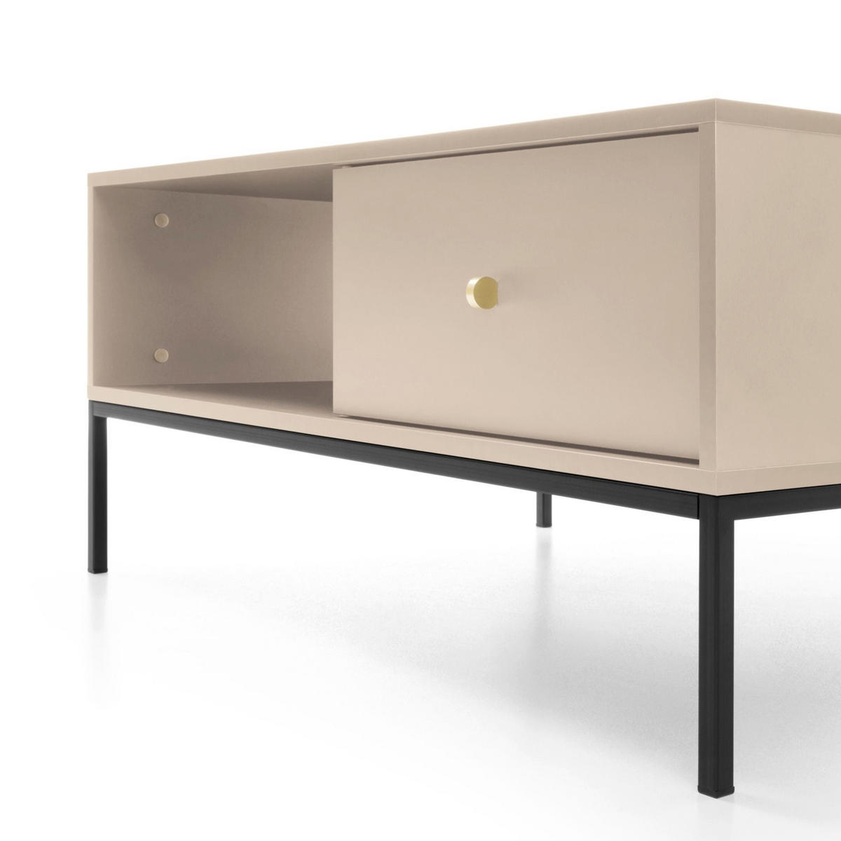COUCHTISCH Monne Beige 68 x 104 cm - Beige/Schwarz, Holzwerkstoff/Metall (68/104/46cm) - Selsey