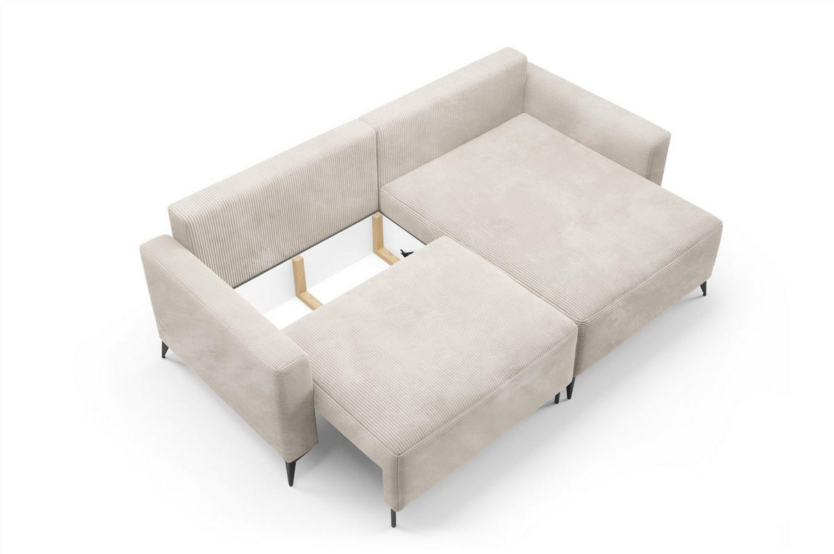ECKSOFA Silves Mit Schlaffunktion - Beige, Holzwerkstoff/Textil (239/148cm) - Fun Möbel