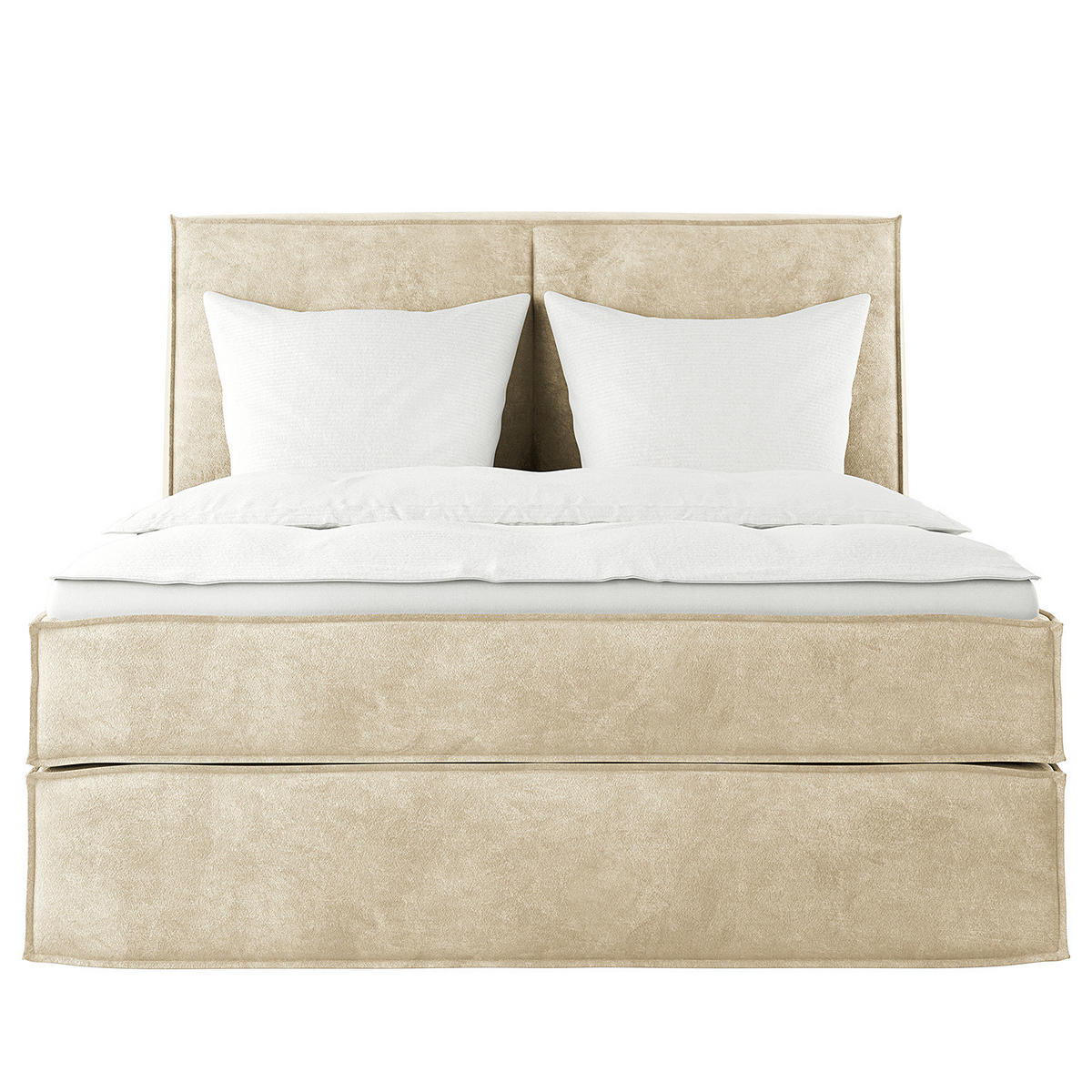 BOXSPRINGBETT mit Kopfteil - Premium - Beige, Textil (140/200cm) - home24