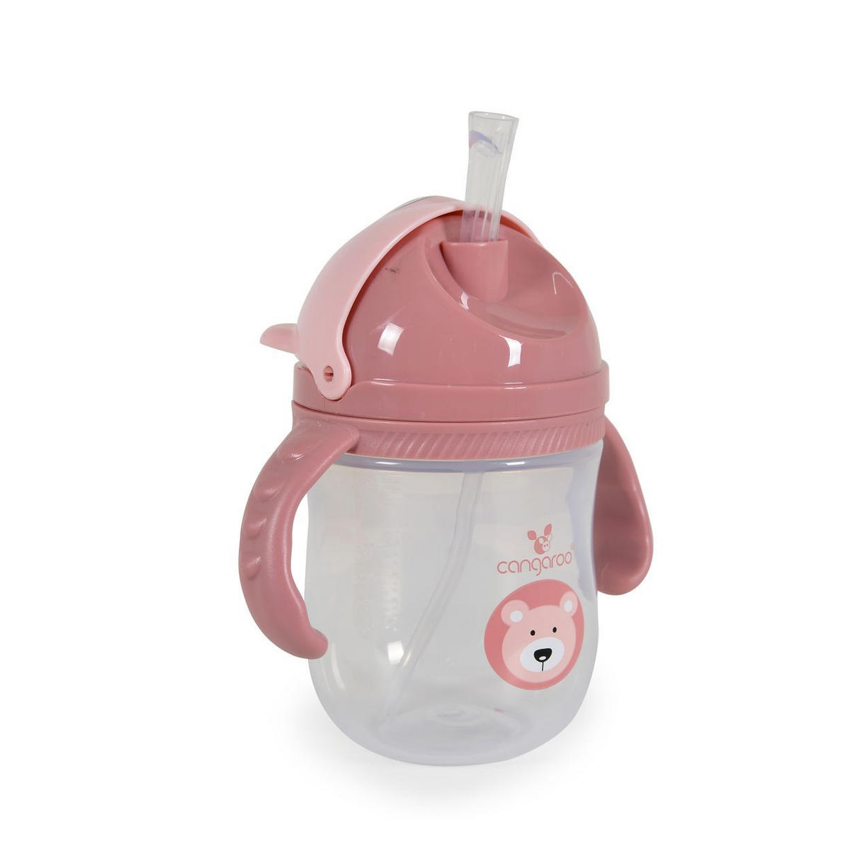 TRINKLERNBECHER Berry 240 ml rosa Silikon, deckel, Schutzdeckel, Trinkhalm, Haltegriffe, Griff, griffe - Rosa, Kunststoff (7/14/7cm) - Cangaroo