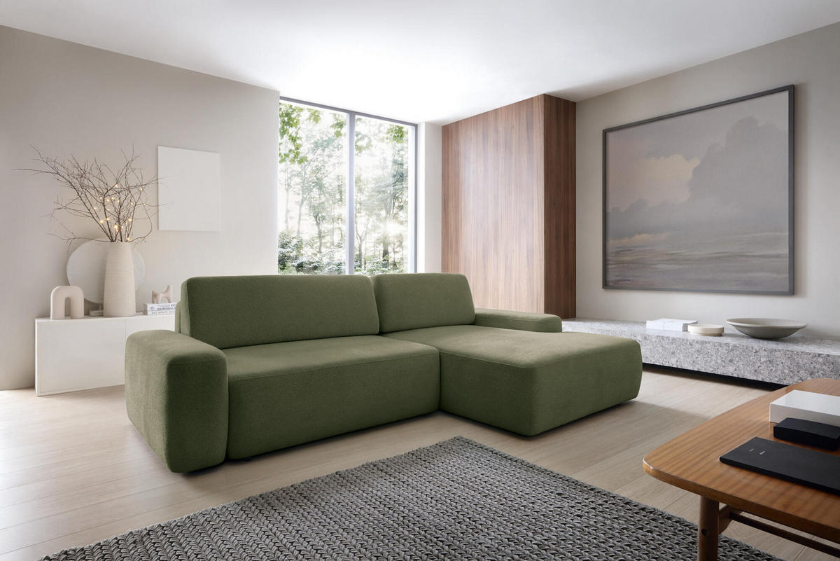 ECKSOFA BOULI Grün 264x162x82 cm - Grün, Textil (264/162cm) - FURNLUX