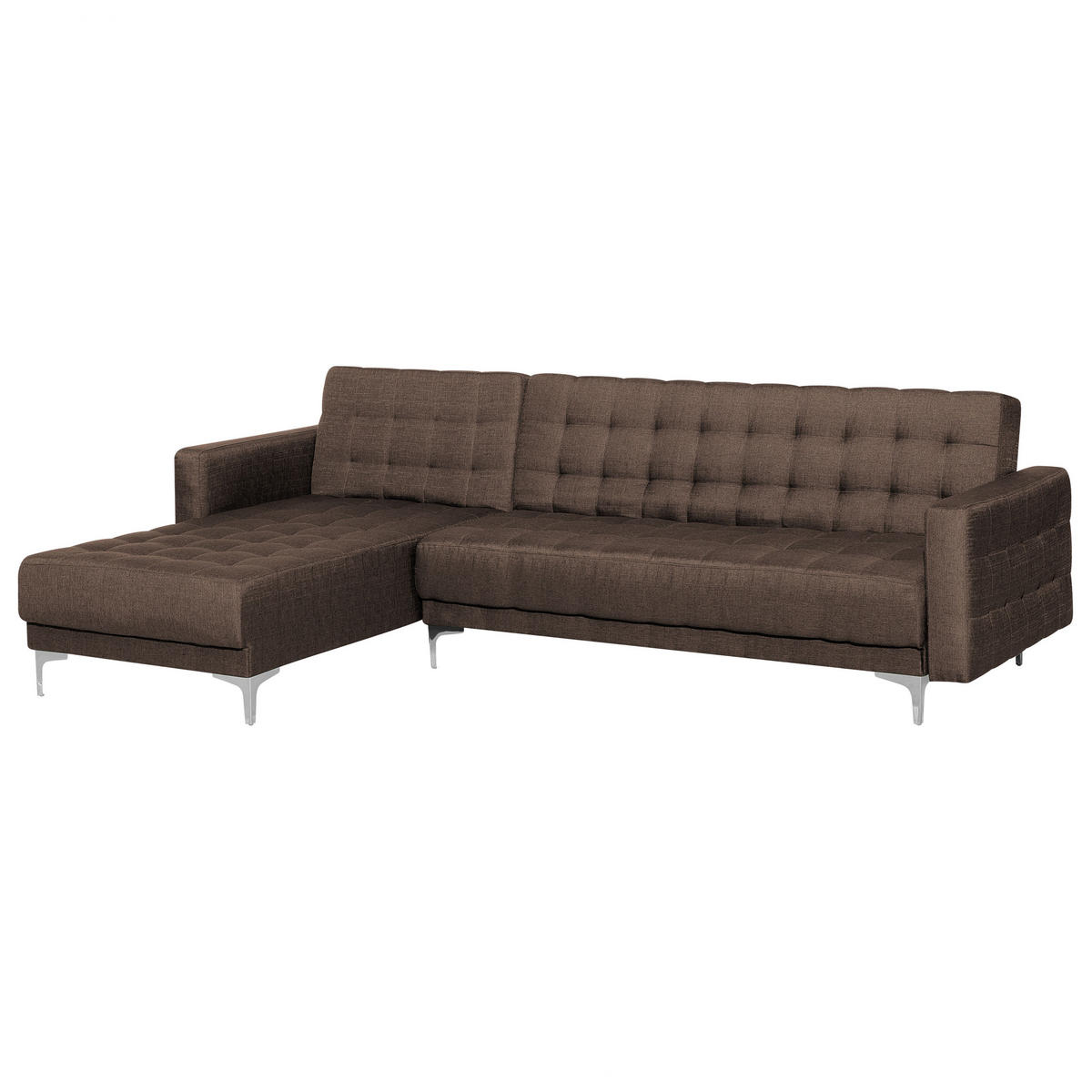 4-SITZER-ECKSOFA Polyester Braun linksseitig Aberdeen - Dunkelbraun, Textil (267/168cm) - Beliani