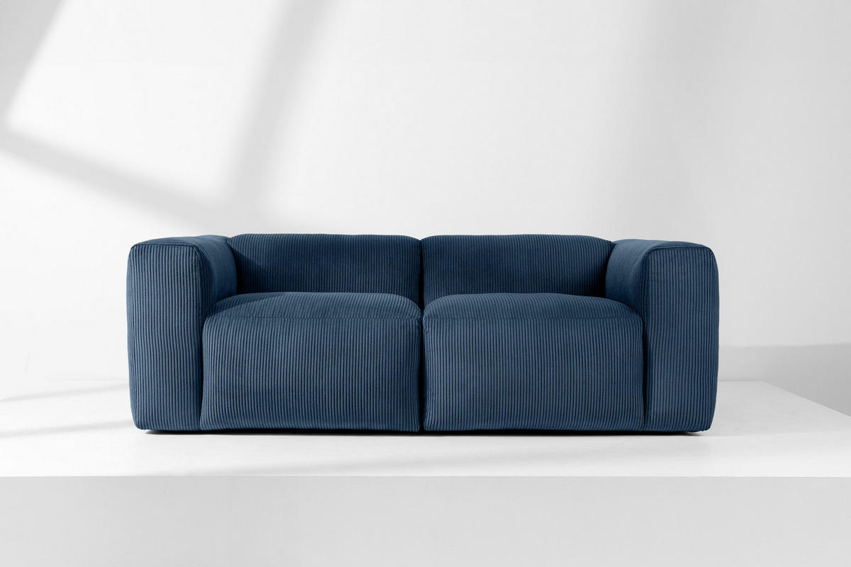 2-SITZER-MODULSOFA BUFFO mit extrem weicher und bequemer Sitzfläche, Kordstoff, marineblau - Blau/Grün, Textil (210/73/96cm) - KONSIMO®