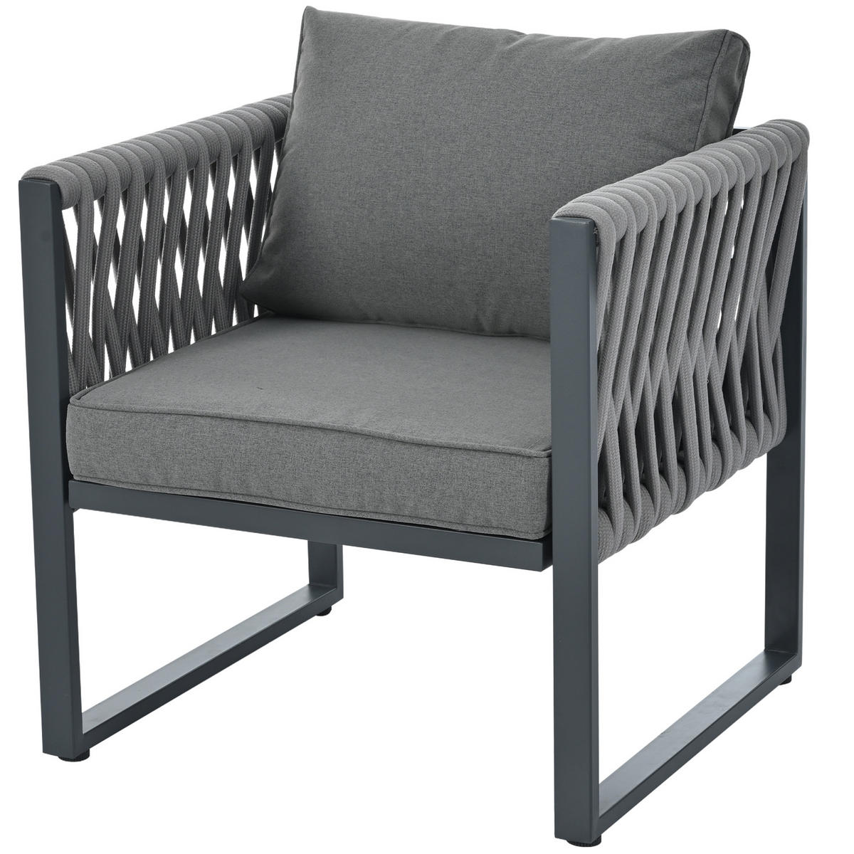 GARTENSET 10-Sitzer Grau Mit Verstellbaren Füßen & Metallgestell - Grau, Metall - FLIEKS