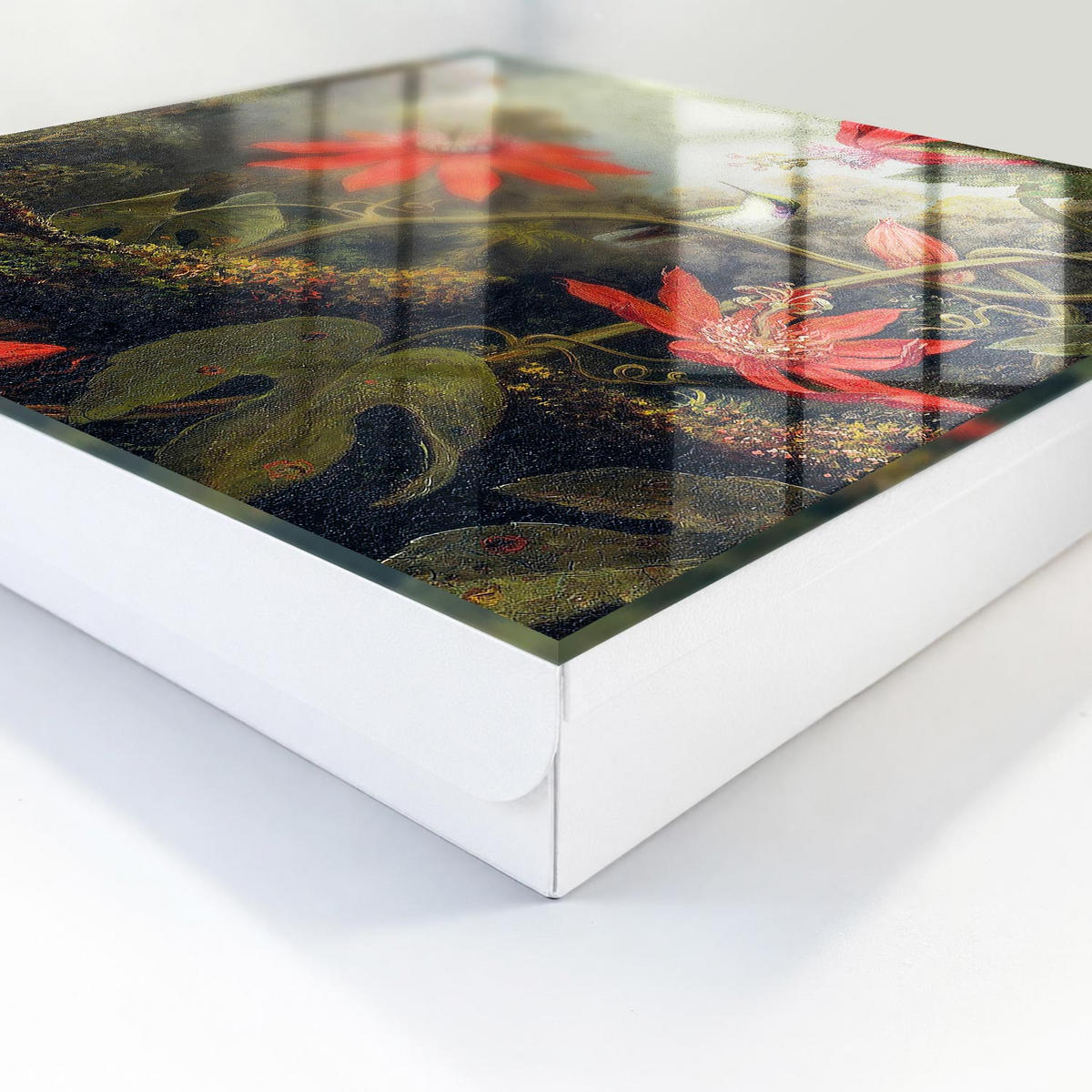 SCHLÜSSELBOX Weiß 30x30 cm – Türöffnung nach rechts - Die Exotik der Natur - Grün, Metall (30/30/5cm) - TULUP