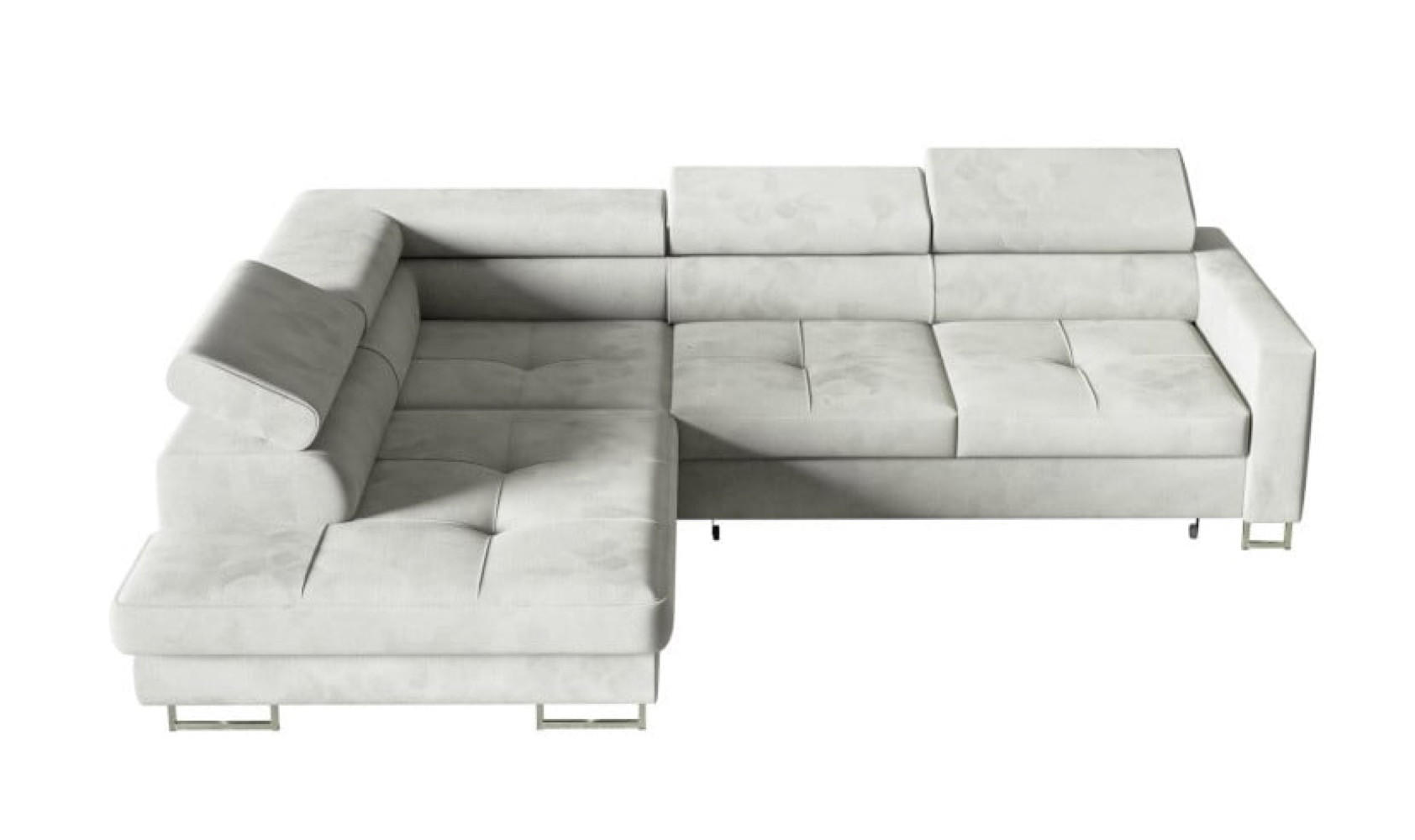 ECKSOFA Silber MERY L Mit Verstellbaren Kopfstützen Auf Silbernen Beinen - Grau, Textil (250/200cm) - Sepro Meble